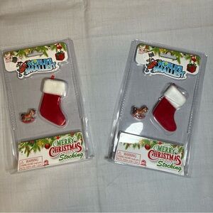 2X World's Smallest MINI CHRISTMAS STOCKING and TOY Rocking Horse